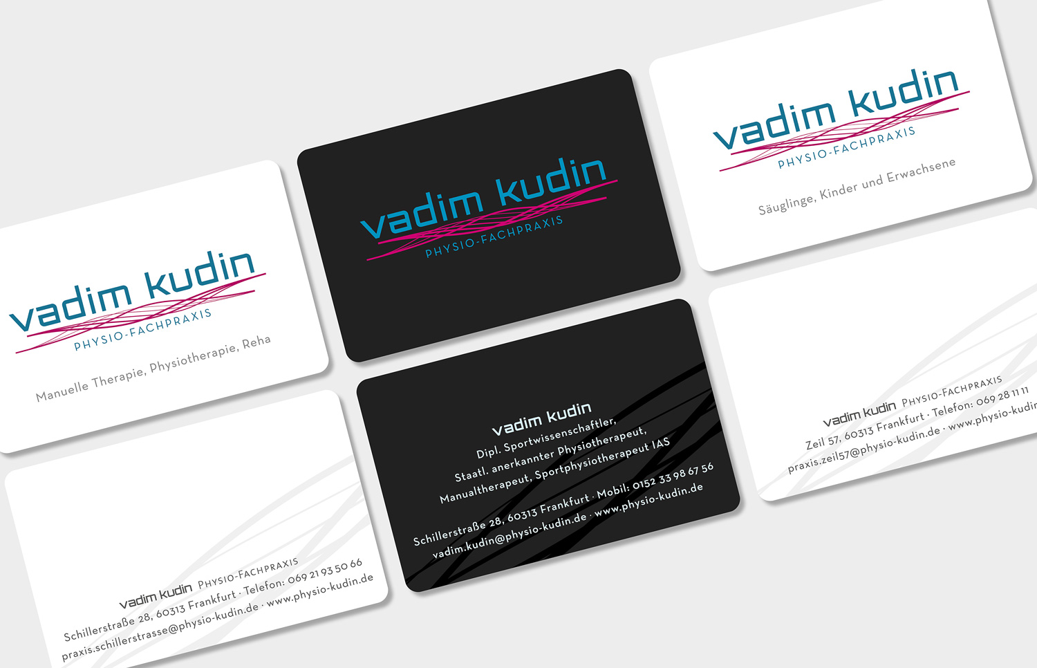 Physio Kudin, Visitenkarten, Quelle: Herbert H. Popp - poppdesign