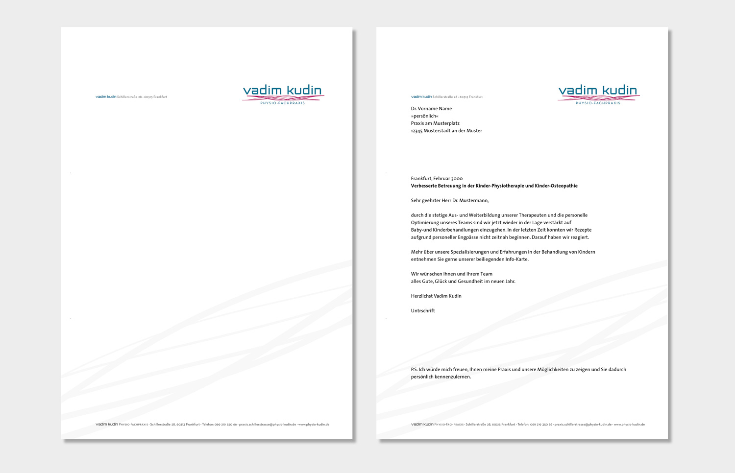Physio Kudin, Briefpapier, Quelle: Herbert H. Popp - poppdesign