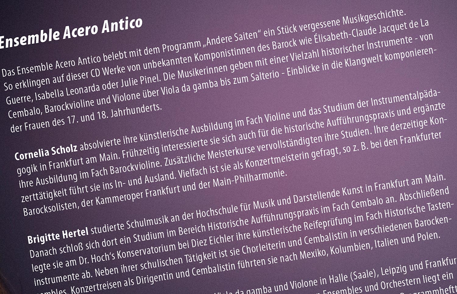 Acero Antico, Andere Saiten, Komponistinnen des Barock, Quelle: Herbert H. Popp - poppdesign