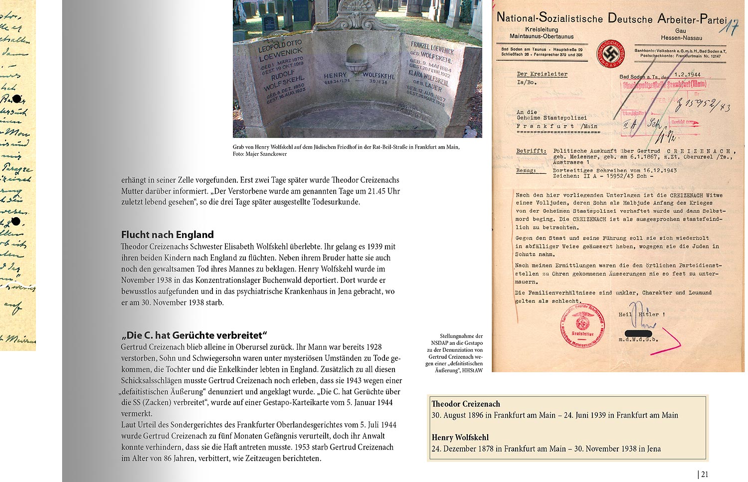 poppdesign-Gedenkbuch, Creizenach rechte Seite, Quelle: Herbert H. Popp - poppdesign