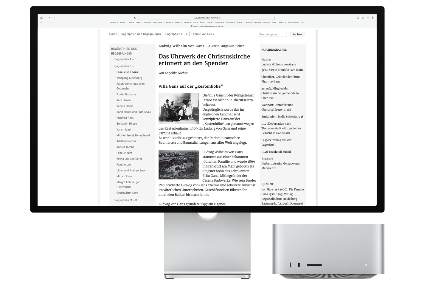 Web Design - Projekt jüdisches Leben Frankfurt, Quelle: Herbert H. Popp - poppdesign